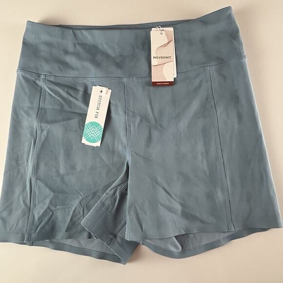 Travis Mathew Women’s Large Dusty Blue Biker Gym Shorts Moveknit Bonded Stretchy - Picture 1 of 12